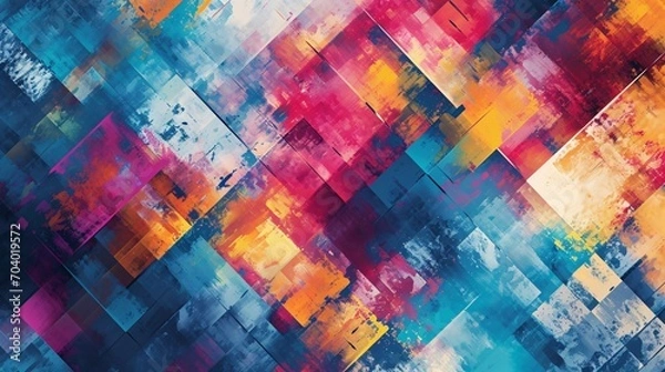 Fototapeta Vibrant, abstract, geometric square pattern for backgrounds and textures.