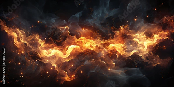 Obraz yellow fire power line against black background