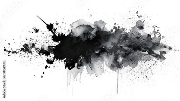 Obraz A striking abstract sketch, with contrasting black and white paint splatters, evokes a sense of dynamic movement and raw artistic expression