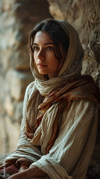 Obraz Arab Woman with Austere Clothes in Biblical Times