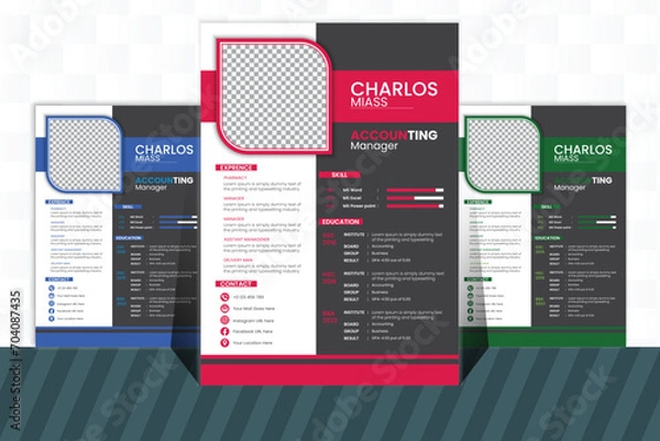 Obraz Vector creative resume cv design With 3color.