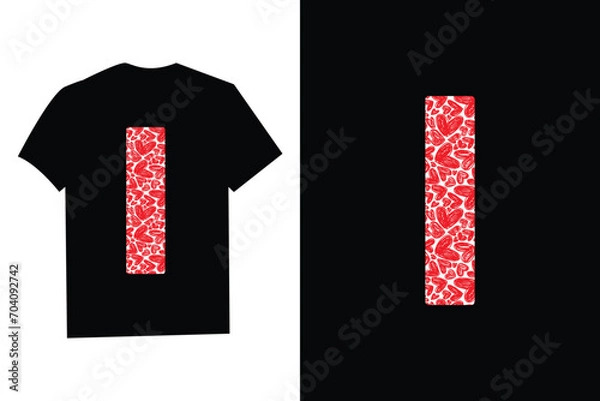 Fototapeta Pink Red Heart Valentines Day Initial Monogram Letter "I" T-Shirt