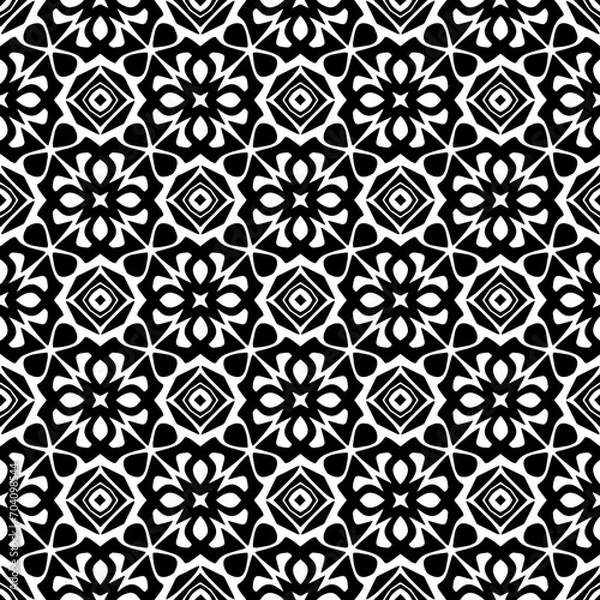 Fototapeta Monochrome pattern, Abstract texture for fabric print, card, table cloth, furniture, banner, cover, invitation, decoration, wrapping.seamless repeating pattern.Black and white color.
