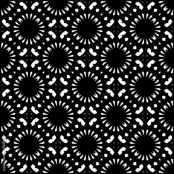 Fototapeta Monochrome pattern, Abstract texture for fabric print, card, table cloth, furniture, banner, cover, invitation, decoration, wrapping.seamless repeating pattern.Black and white color.