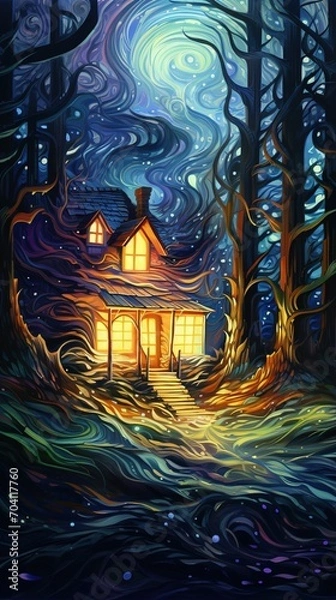 Fototapeta Mystical Cabin in the Woods