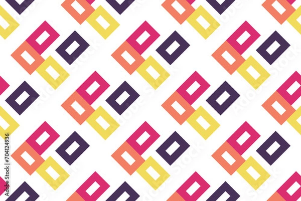 Obraz geometric seamless pattern. Abstract graphic background with squares, lines, grid. Simple geo texture. Ethnic style ornament. Repeat vintage design for decor, print