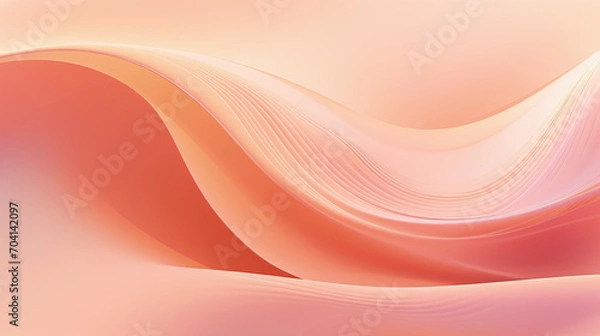 Fototapeta Abstract wavy pattern of peach fabric or paper, swirl texture background. Creative illustration of wave of pink textile. Theme of art, color, design, wallpaper, beauty, light