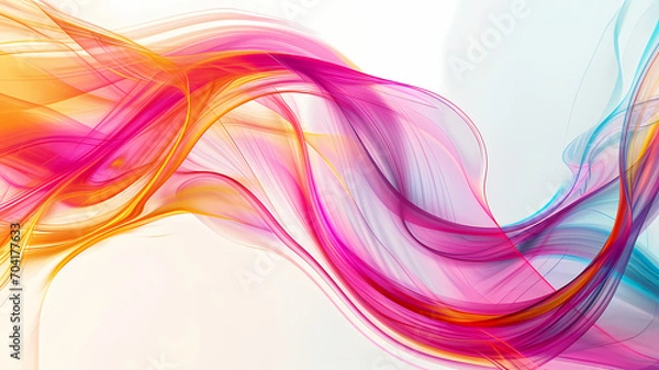 Fototapeta Abstract art with dynamic swirling lines in an energy wave pattern and vibrant colors on a minimalist white background