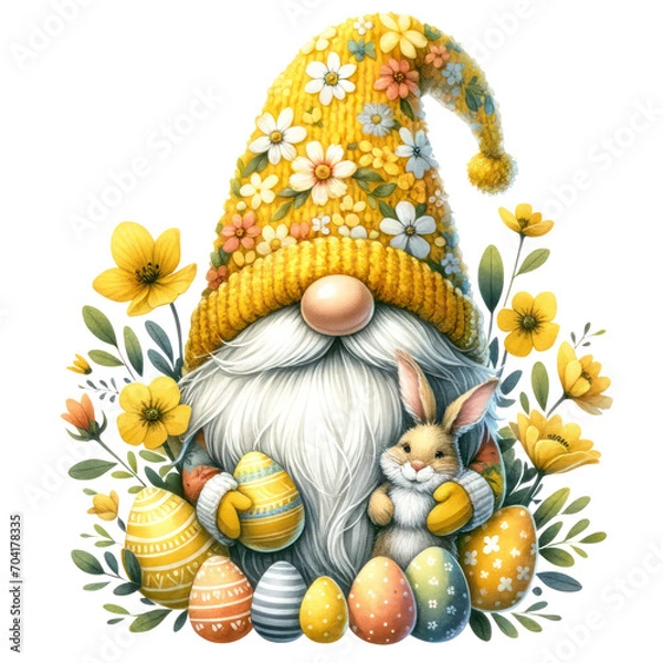 Fototapeta Cute Gnome Easter Day Clipart Illustration