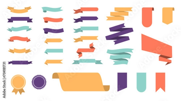 Fototapeta Ribbon elements. Vintage. Modern simple ribbons collection.