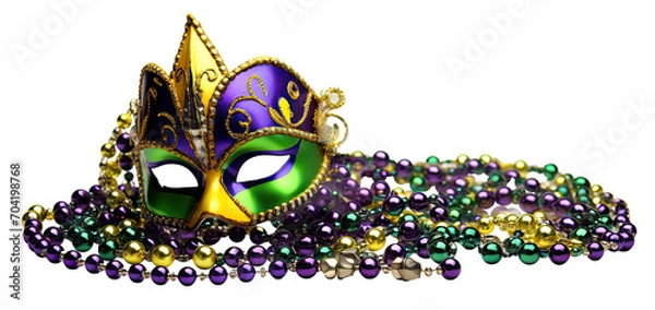 Fototapeta Mardi Gras design on transparent background created with Generative AI technology
