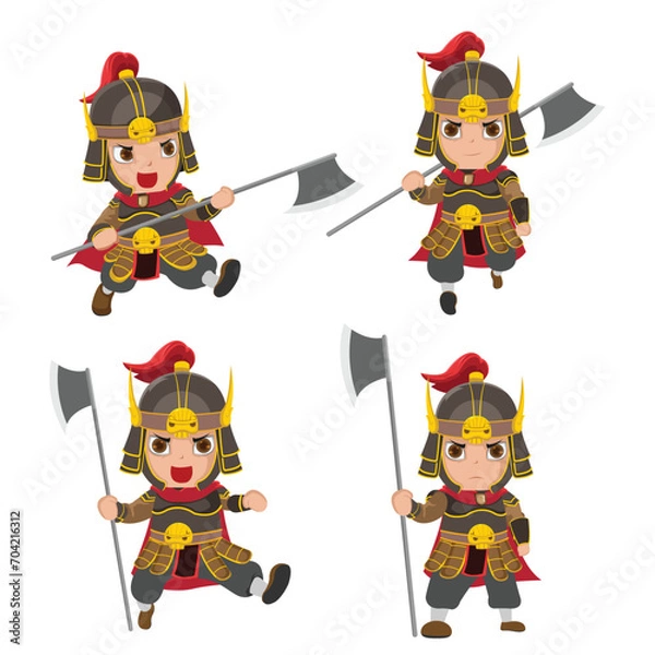 Obraz China Armor Warrior Holding Weapon Vector