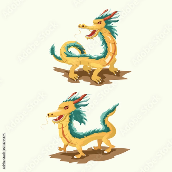 Obraz Gold China Dragon Zodiac Character Vector