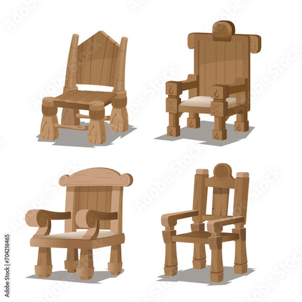 Obraz Wooden Chair Collection Set Isolate Vector