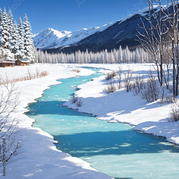 Fototapeta 寒冷地の川