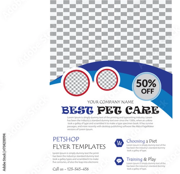 Obraz Best pet care vector template design