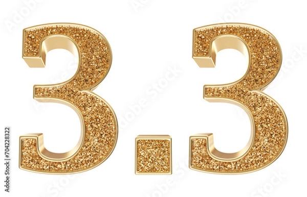 Fototapeta 3.3 sell discount gold 3d number render
