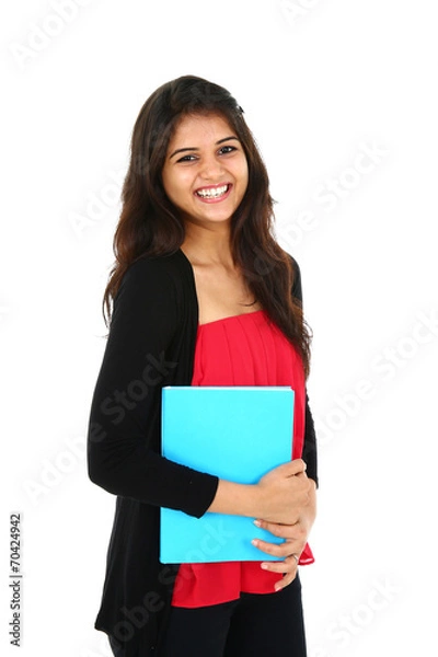 Obraz Portrait of young Asian student, isolated on white background