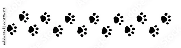 Fototapeta モノクロのねこの足跡　クレヨンタッチ