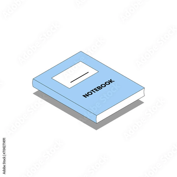 Fototapeta Illustration vector graphic of isolated isometric notebook with shadow.