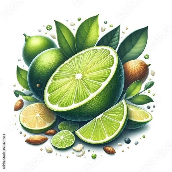 Obraz Fresh citrus fruits slices. Orange grapefruit lemon lime top view isolated realistic.
