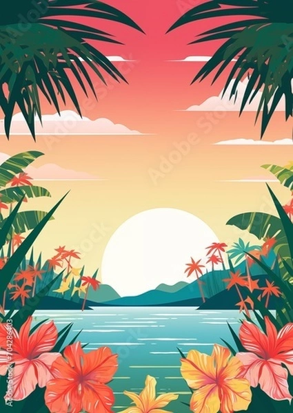 Fototapeta tropical island with palm trees