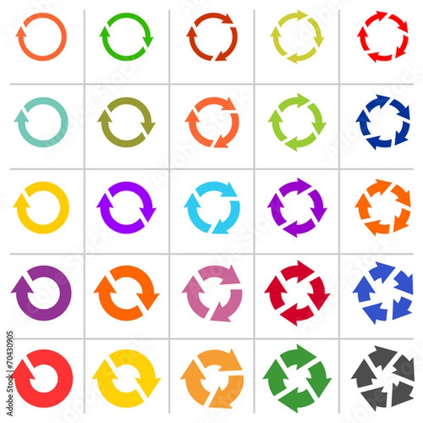 Obraz 25 arrow pictogram refresh reload rotation loop sign set.