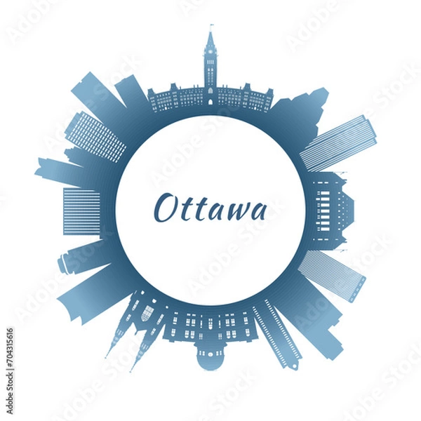 Fototapeta Ottawa skyline with colorful buildings. Circular style. Stock vector illustration.