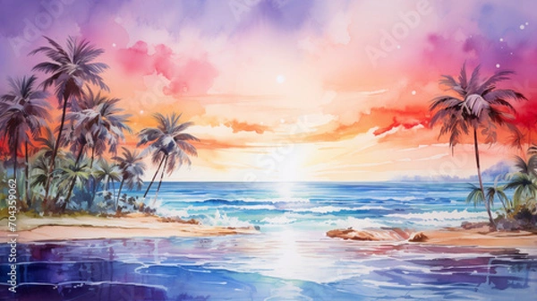 Fototapeta sunset on the beach