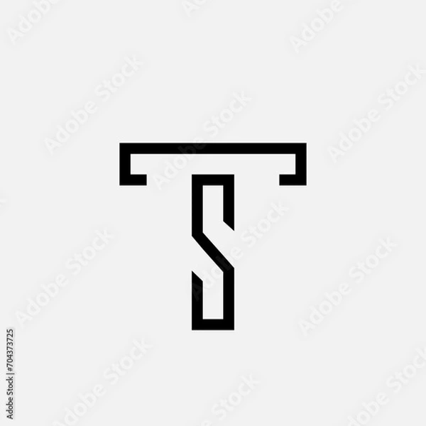 Fototapeta ST logo letter design on luxury background. TS logo monogram initials letter concept. ST icon logo design. TS elegant and Professional letter icon design on background. T S ST TS