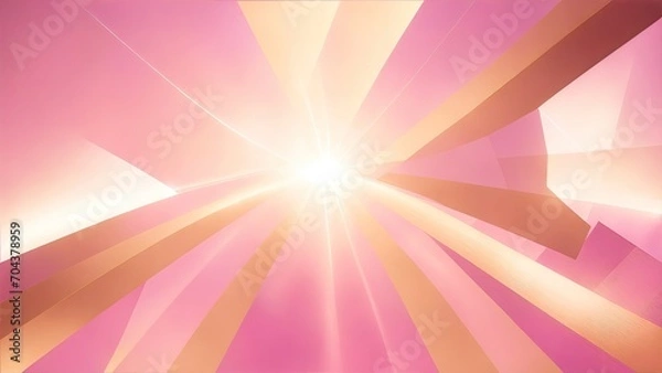 Fototapeta Pink and Golden light rays with geometric shapes Background