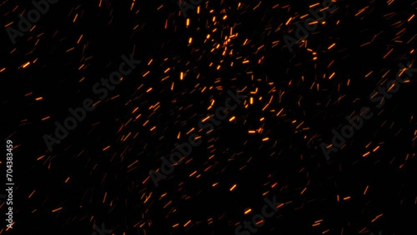 Fototapeta Burning ash background. Sparks backdrop. Flickering abstract Particles