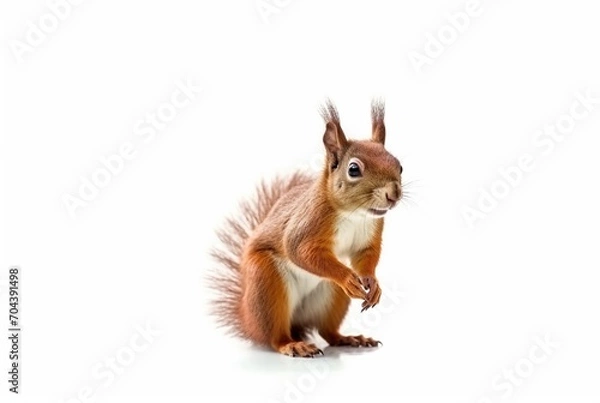 Fototapeta cute squirrel isolated on white background. generative ai