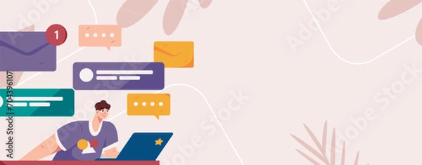 Fototapeta Communicate with consultants flat vector character concept operation hand drawn illustration
