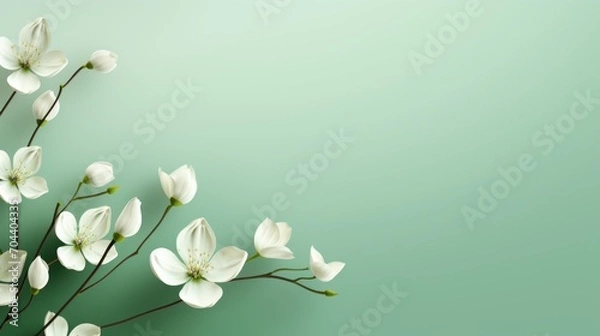 Fototapeta fresh spring flowers on green background