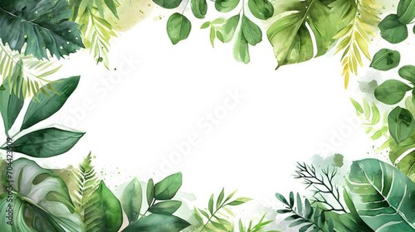 Fototapeta botanical border watercolor frame template