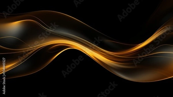 Fototapeta Black Background with Gold Swirl