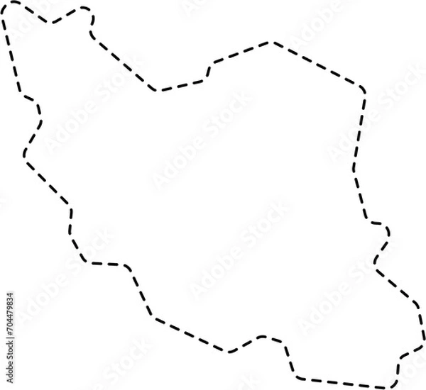 Fototapeta dash line drawing of iran map.