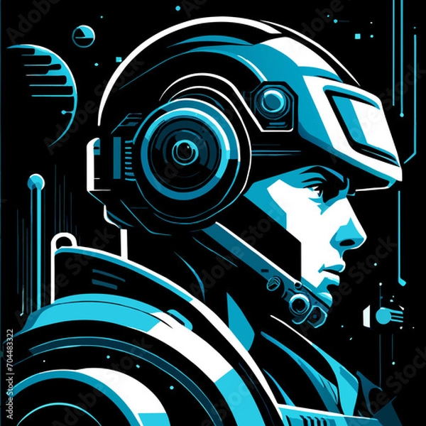Obraz Futuristic Space Soldier: Bold Sci-Fi Vector Illustration