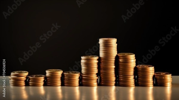 Obraz A stack of gold coin in a row