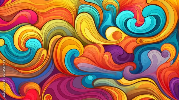 Obraz Seamless retro style groovy psychedelic background