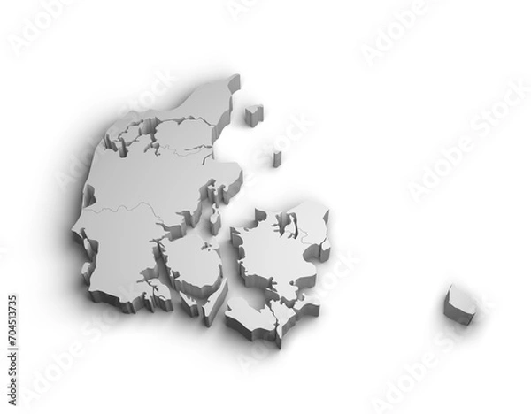 Fototapeta 3d Denmark map illustration white background isolate
