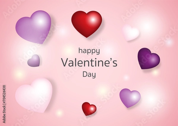 Fototapeta Valentine background template with decorated heart shape on love concept for banner, cover and landing page.