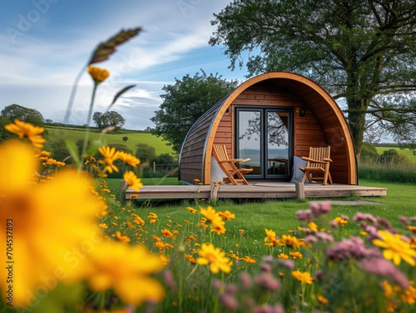 Obraz Luxury and thrilling adventures in a rustic cabin in the countryside. It offers a charming and tranquil escape