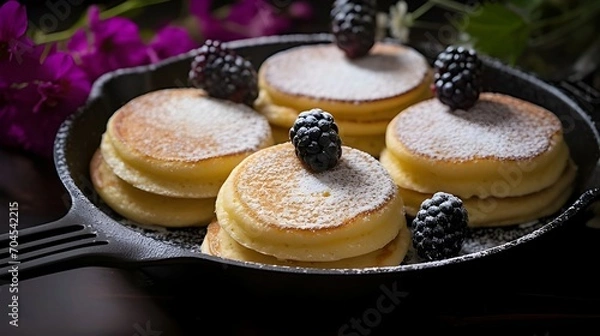 Obraz small pancakes in a pan generative ai