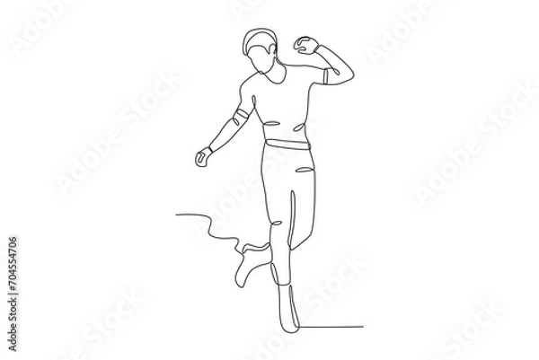 Obraz A man dancing enjoy. Dancing one-line drawing