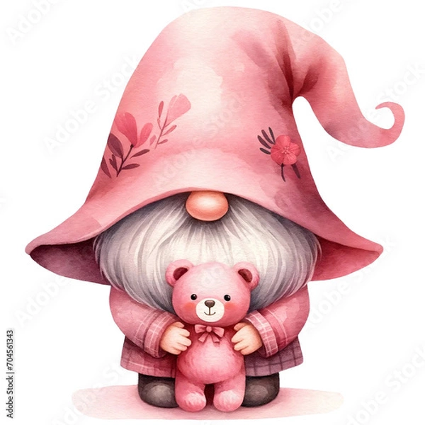 Obraz Gnome holding teddy bear