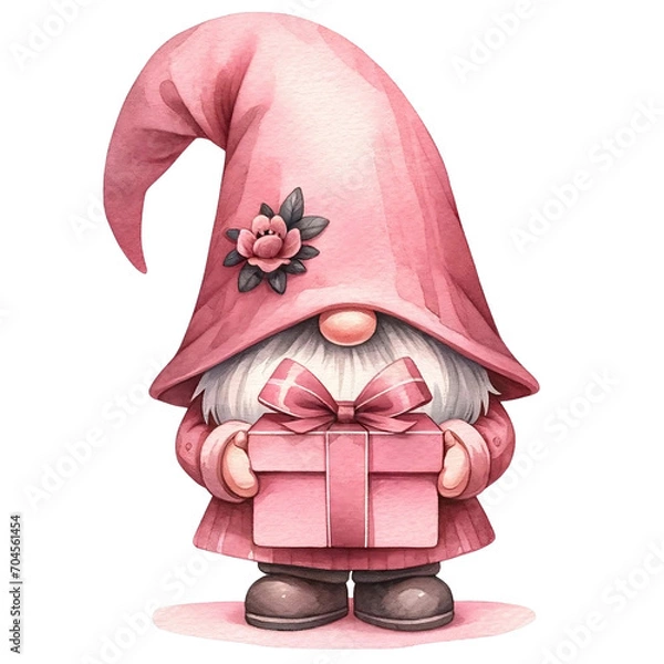 Obraz Gnome holding gift box