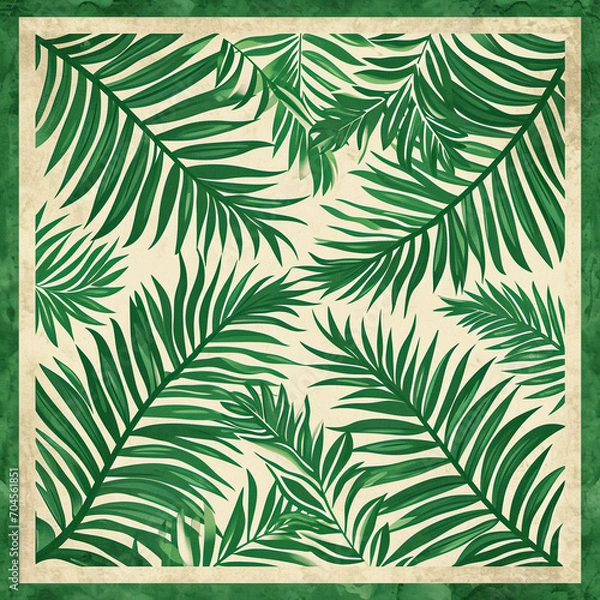 Fototapeta Vintage leaves pattern, botanical background, Generative AI