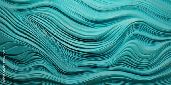 Fototapeta modern artistic creative background with wood carving effect,close-up,soft lines,rich turquoise color with transitions,banner concept,wallpaper